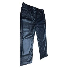 NWT! "Hunter & Brown" Black Faux Leather Straight Leg Pants Womens XL Rave Party